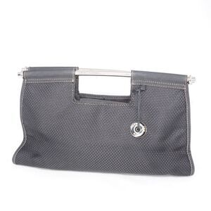 The Sak Black Woven Fabric Handbag with Silver Handles
